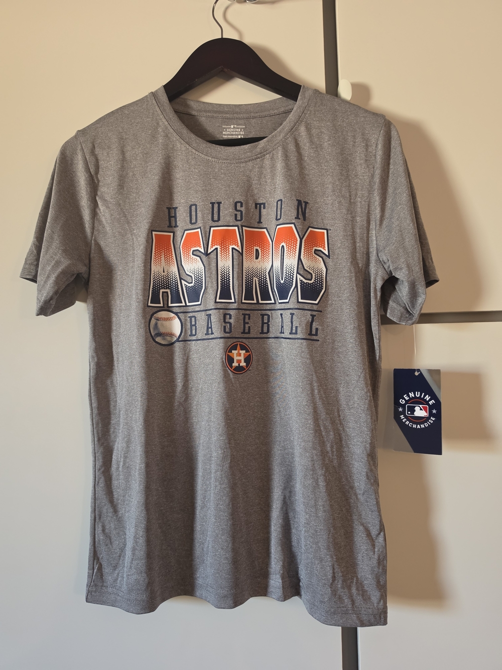 Genuine Merchandise Houston Astros Gray Tee with Orange & Navy Logo